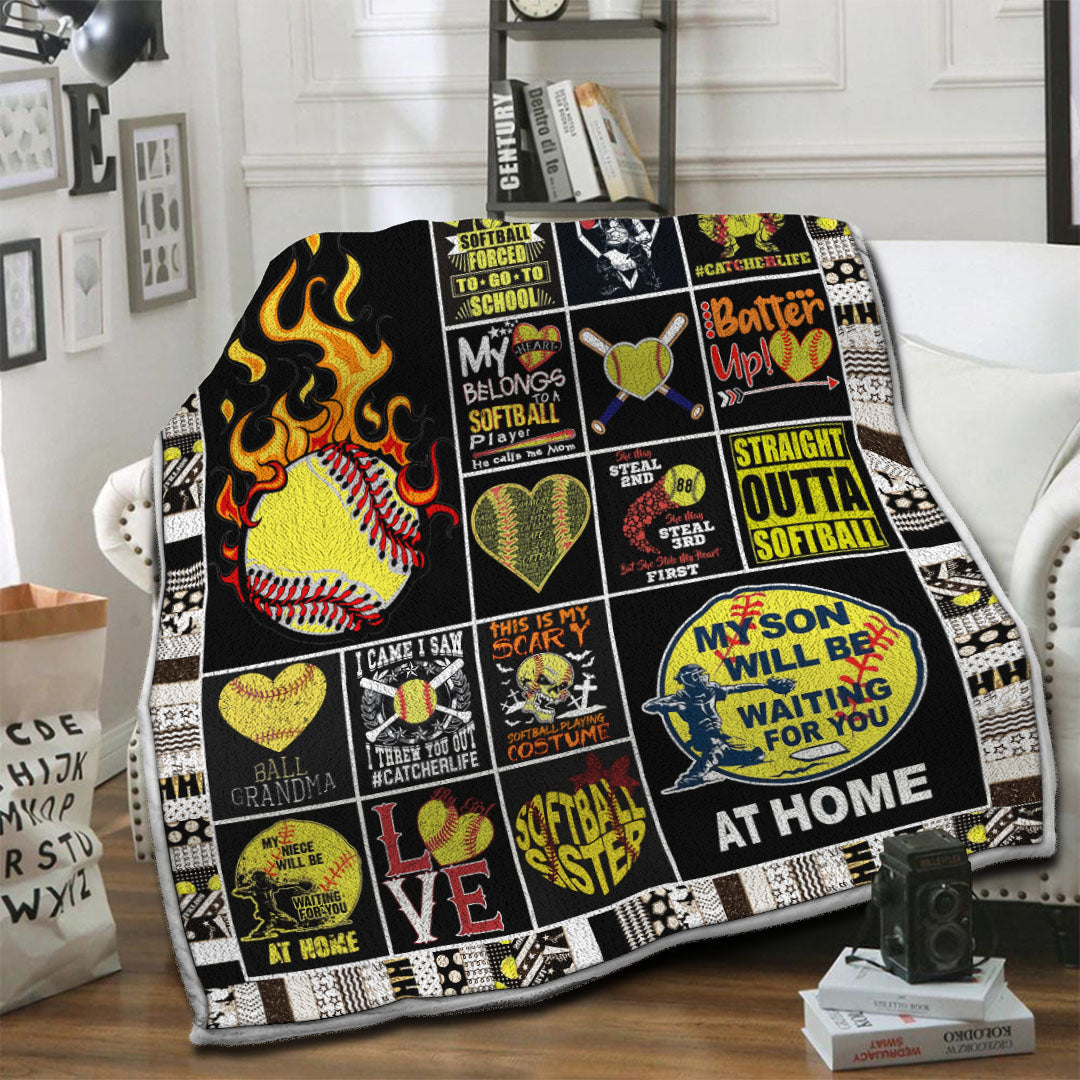 litzzy Softball Fleece Blanket HST1910423 Fleece Blanket   
