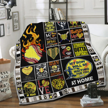 litzzy Softball Fleece Blanket HST1910423 Fleece Blanket   