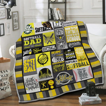 litzzy Softball Fleece Blanket HST1910963 Fleece Blanket   