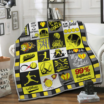 litzzy Softball Fleece Blanket HST1910964 Fleece Blanket   