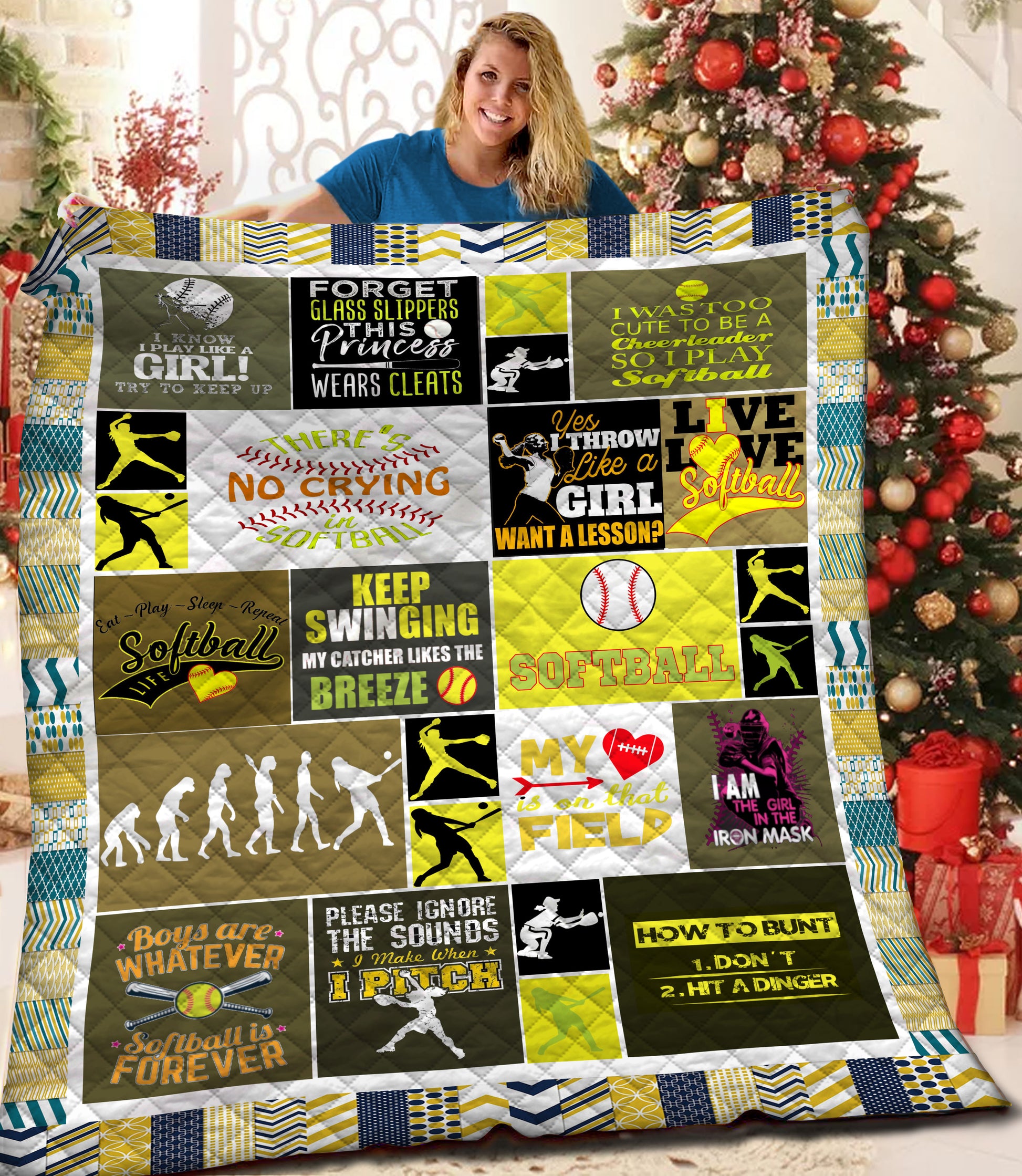 litzzy Softball Fleece Blanket HQT201174 Quilt Blanket   