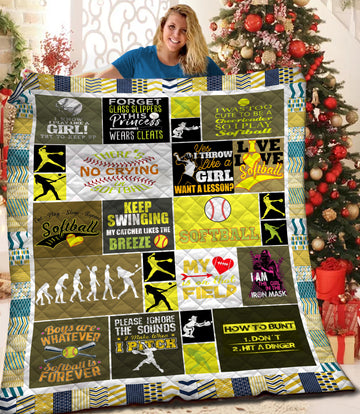 litzzy Softball Fleece Blanket HQT201174 Quilt Blanket   