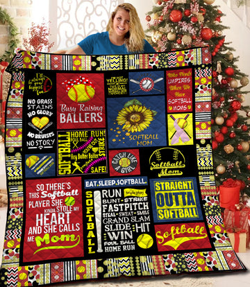 litzzy Softball Fleece Blanket HQT201186 Quilt Blanket   