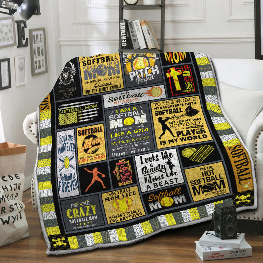 litzzy Softball HQT16101191 Fleece Blanket Fleece Blanket   