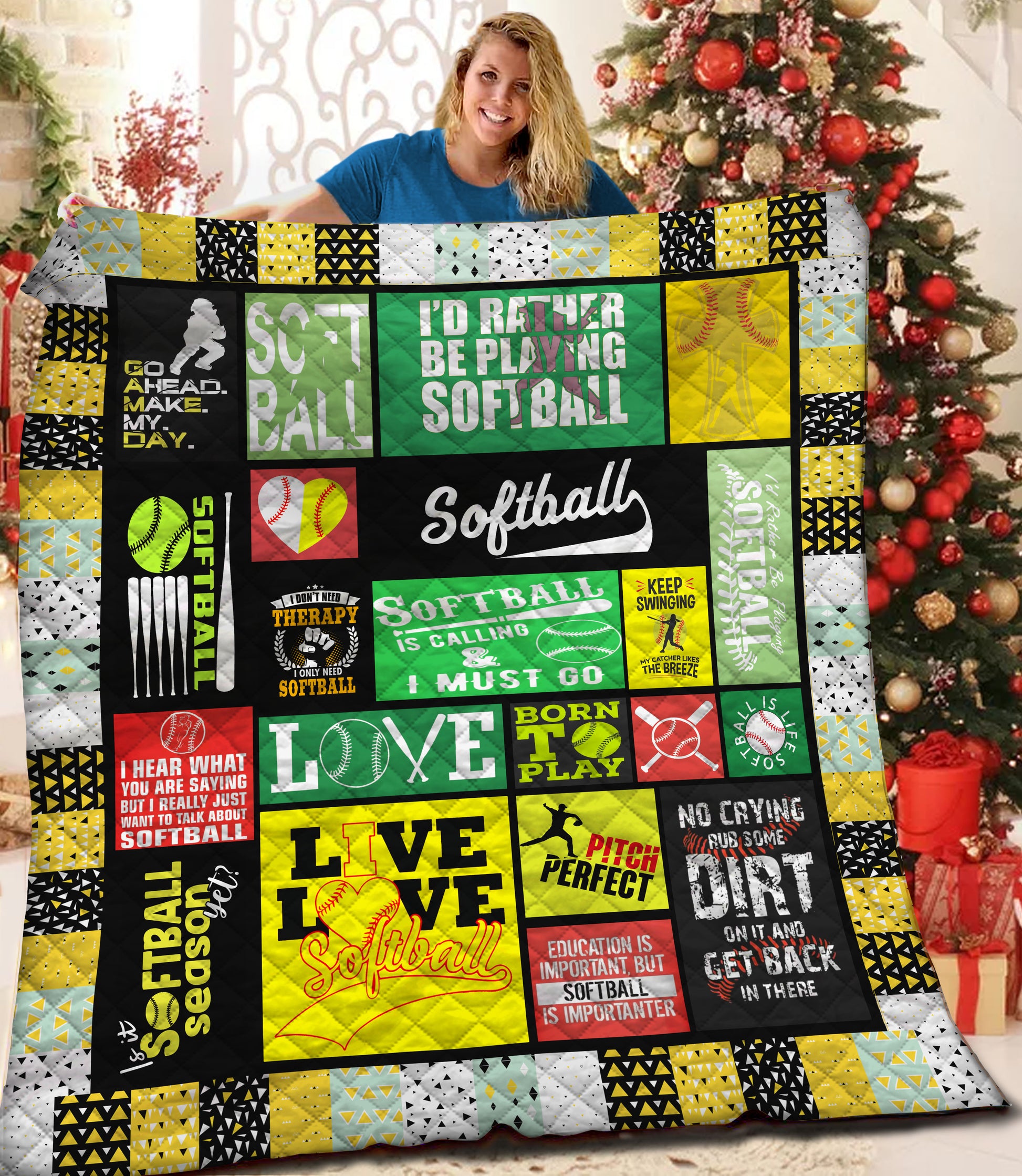 litzzy Softball Fleece Blanket HQT201192 Quilt Blanket   