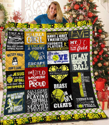 litzzy Softball Fleece Blanket HQT201194 Quilt Blanket   