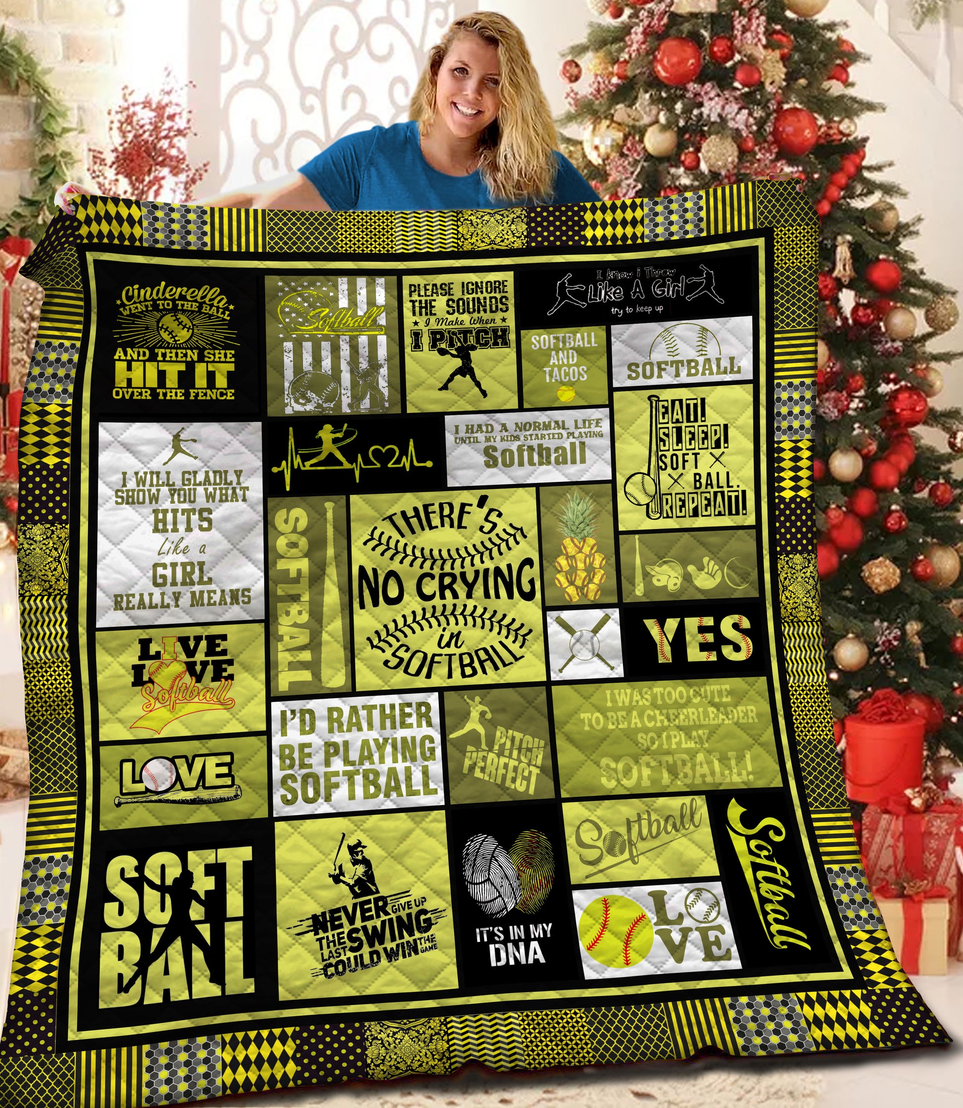 litzzy Softball Fleece Blanket HQT201198 Quilt Blanket   