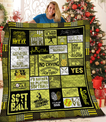 litzzy Softball Fleece Blanket HQT201198 Quilt Blanket   