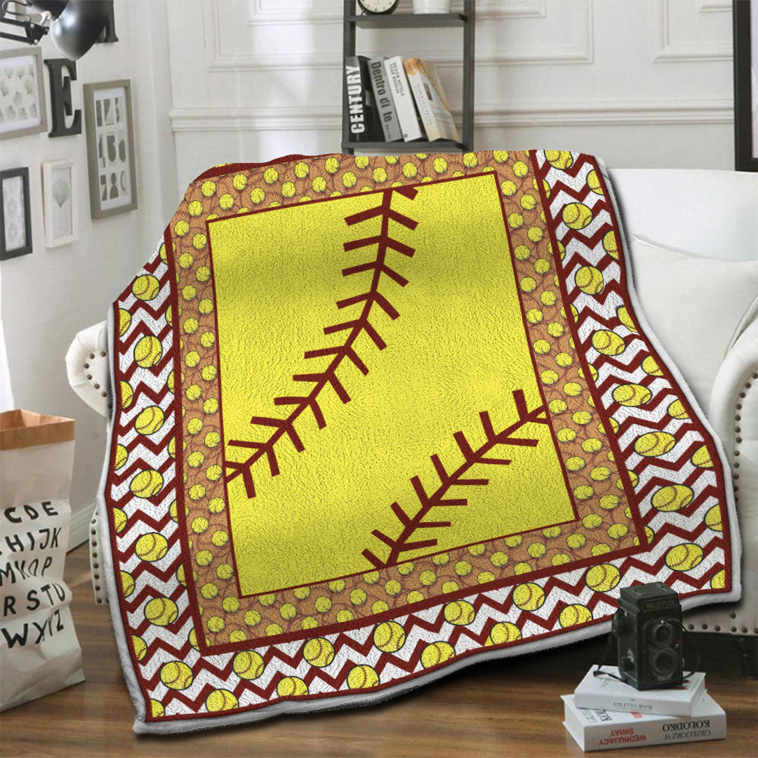 litzzy Softball HQT16101197 Fleece Blanket Fleece Blanket   