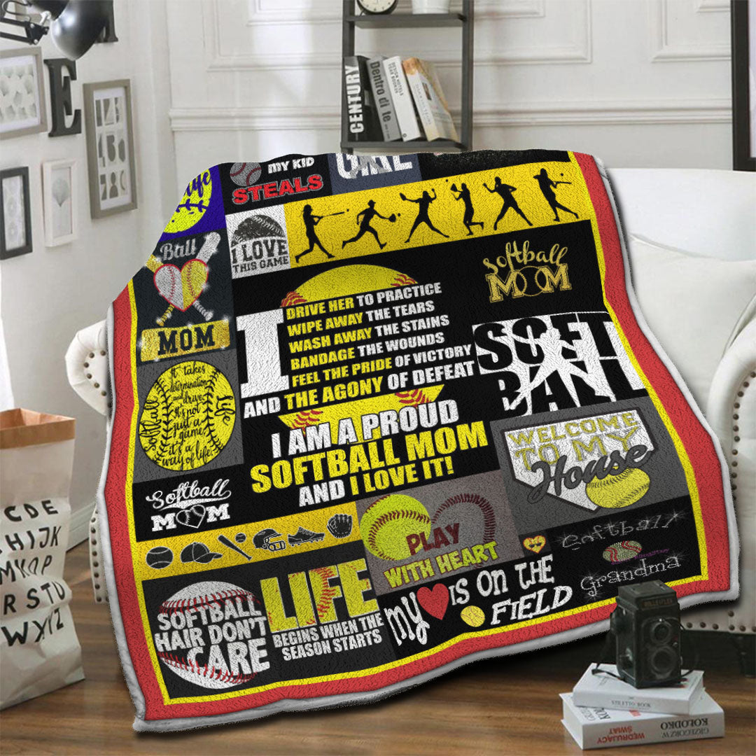 litzzy Softball HQT16101203 Fleece Blanket Fleece Blanket   