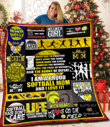 litzzy Softball Fleece Blanket HQT2011114 Quilt Blanket   