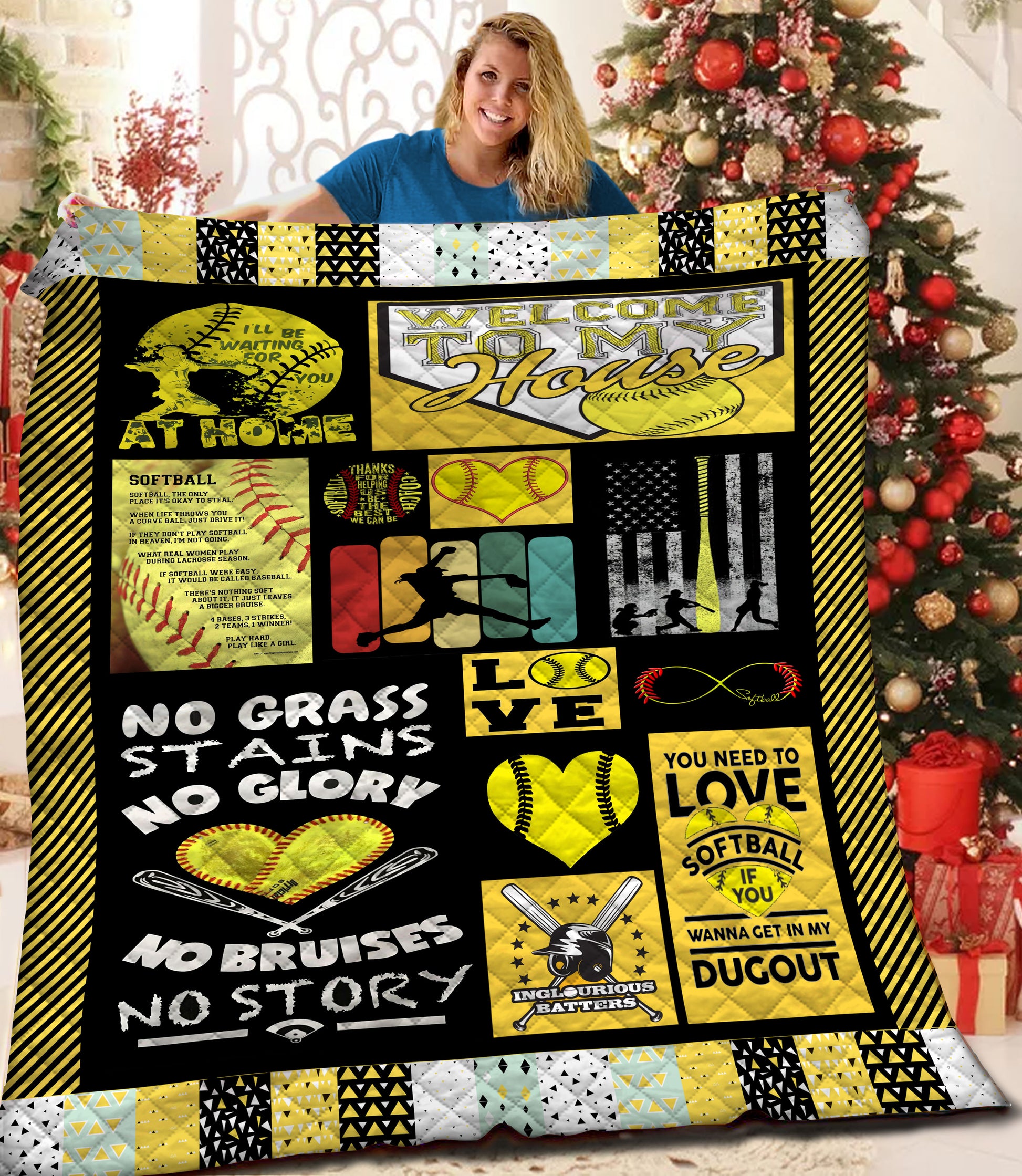 litzzy Softball Fleece Blanket HQT2011120 Quilt Blanket   