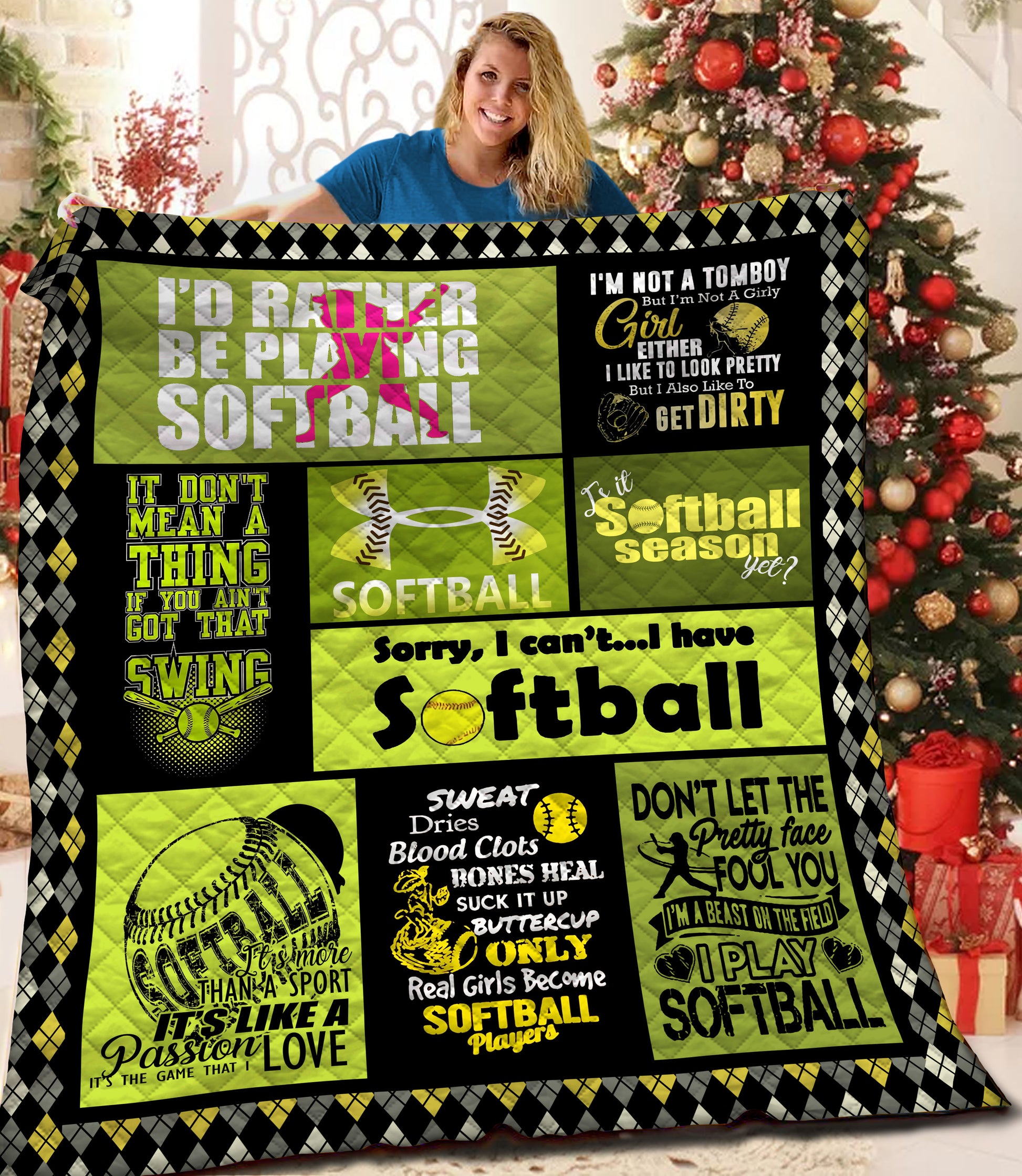 litzzy Softball Fleece Blanket HQT2011124 Quilt Blanket   