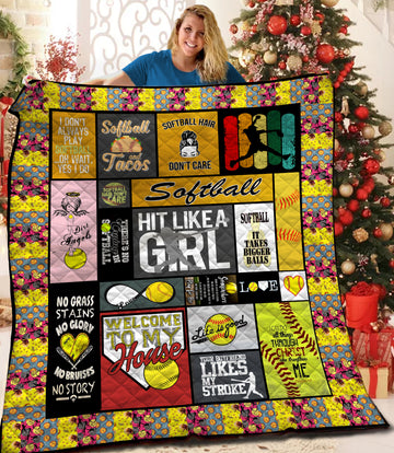 litzzy Softball Fleece Blanket HQT2011126 Quilt Blanket   