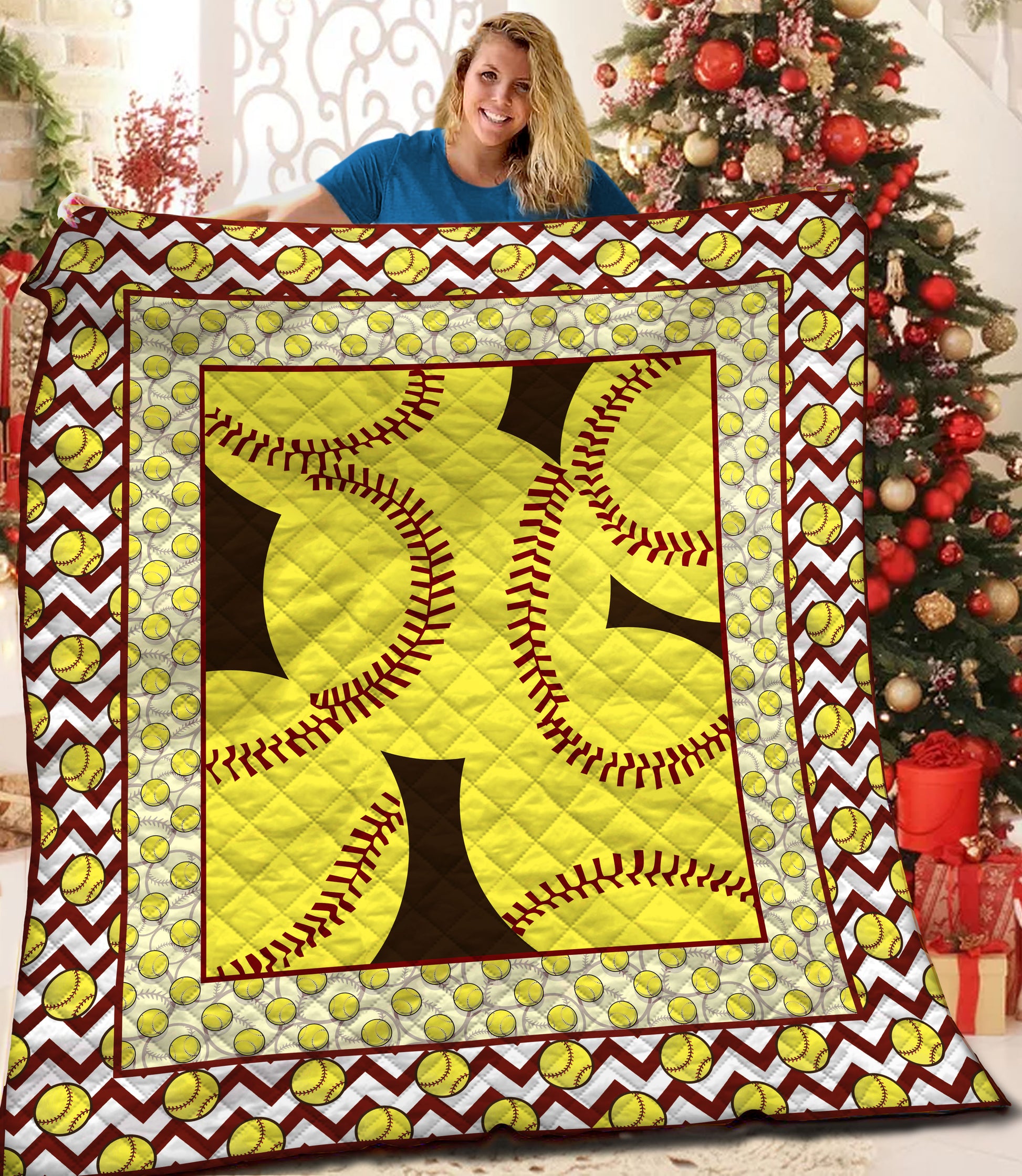 litzzy Softball Fleece Blanket HQT2011128 Quilt Blanket   