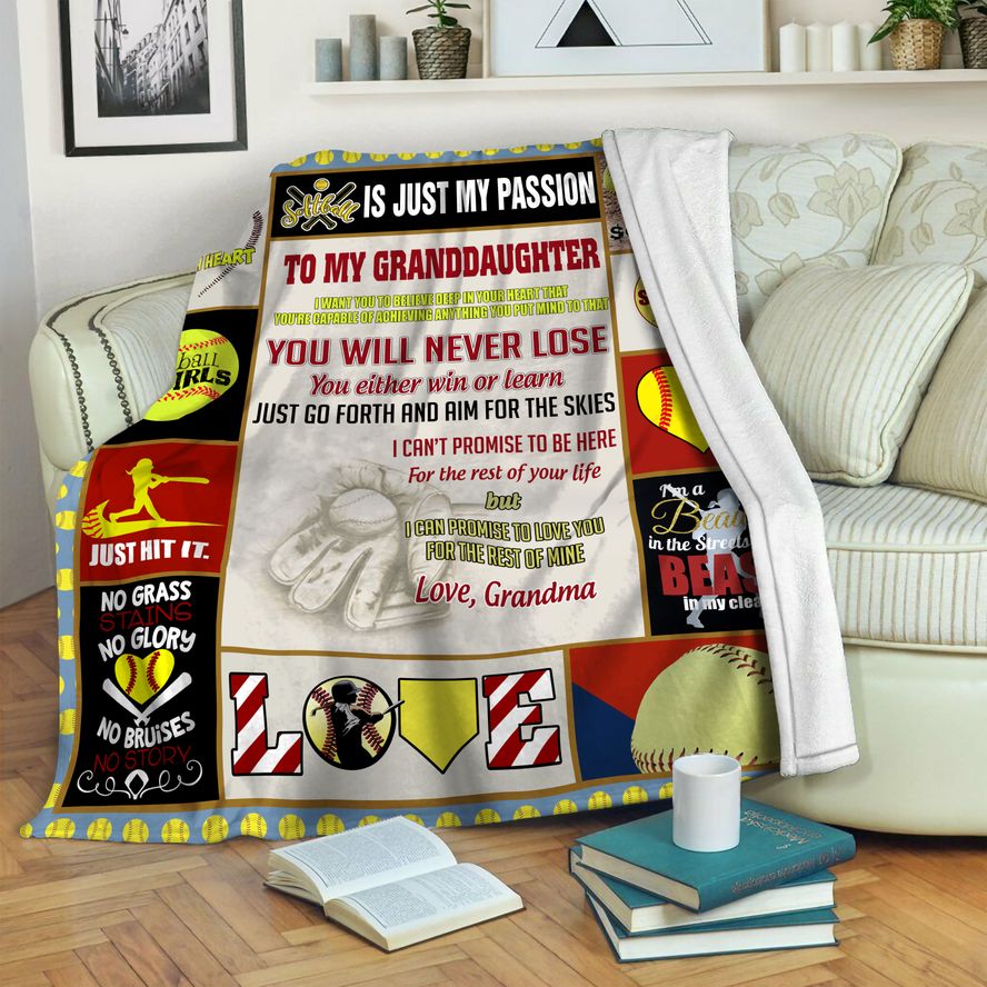 litzzy Softball Fleece Blanket HST19103345 Fleece Blanket   