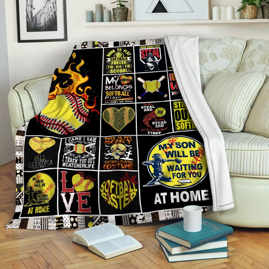 litzzy Softball Fleece Blanket HST1910423 Fleece Blanket   