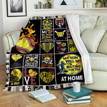 litzzy Softball Fleece Blanket HST1910423 Fleece Blanket   