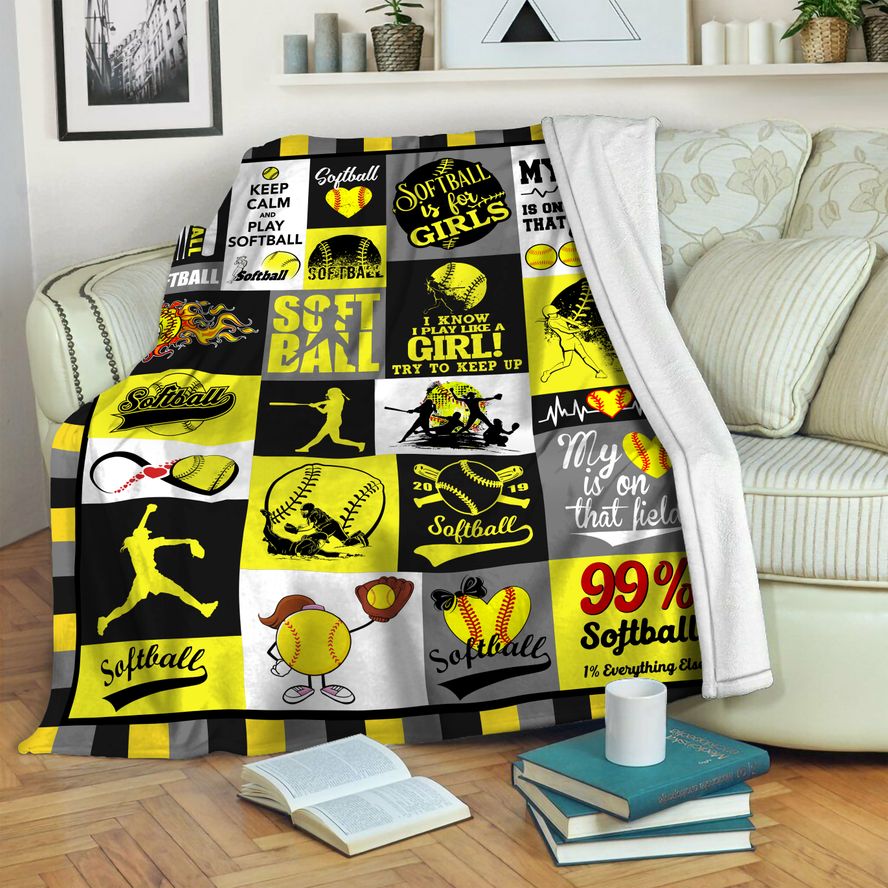 litzzy Softball Fleece Blanket HST1910964 Fleece Blanket   