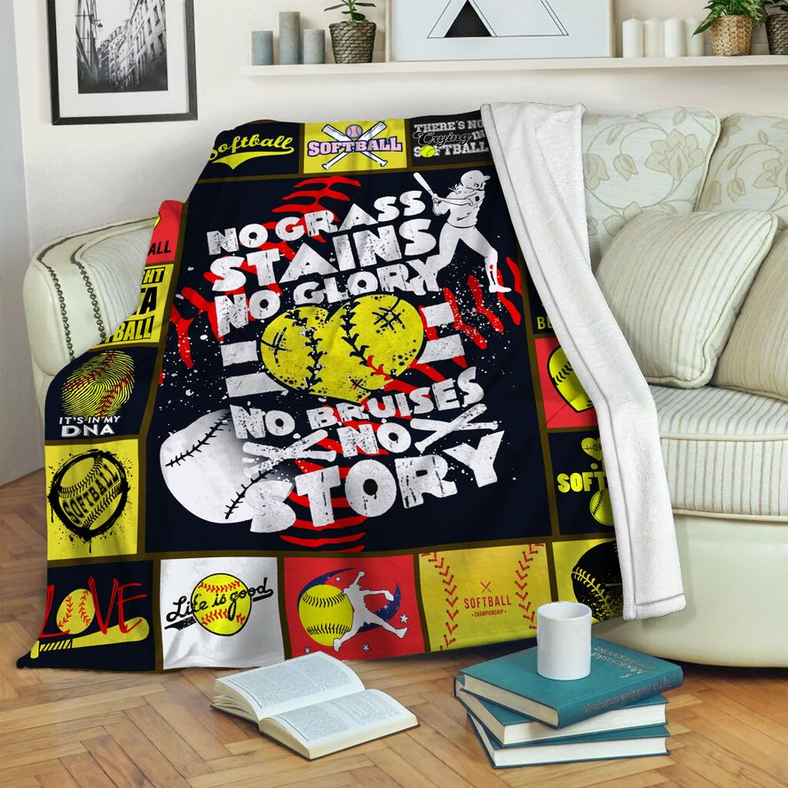 litzzy Softball No Glory No Bruises Fleece Blanket HST19101556 Fleece Blanket   