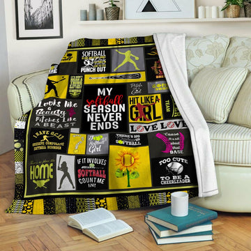litzzy Softball HQT16101182 Fleece Blanket Fleece Blanket   
