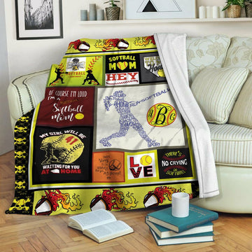 litzzy Softball HQT16101187 Fleece Blanket Fleece Blanket   