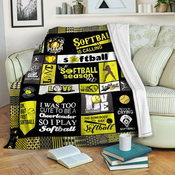 litzzy Softball HQT16101190 Fleece Blanket Fleece Blanket   