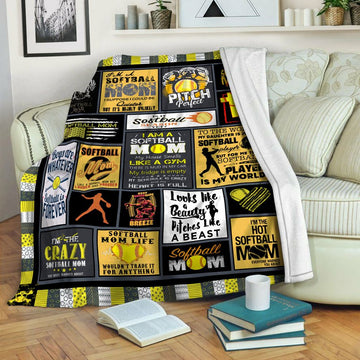 litzzy Softball HQT16101191 Fleece Blanket Fleece Blanket   