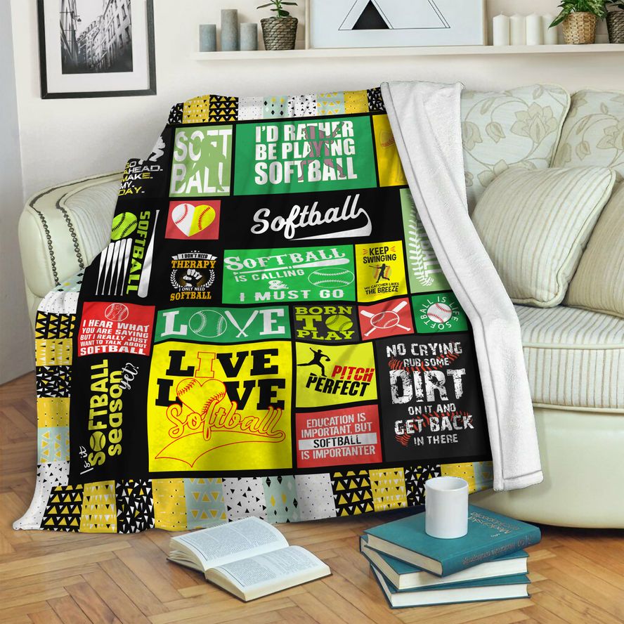 litzzy Softball HQT16101192 Fleece Blanket Fleece Blanket   