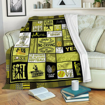 litzzy Softball HQT16101195 Fleece Blanket Fleece Blanket   