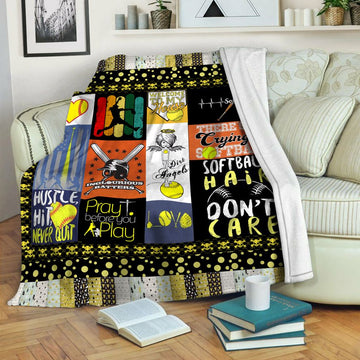 litzzy Softball HQT16101196 Fleece Blanket Fleece Blanket   