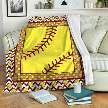 litzzy Softball HQT16101197 Fleece Blanket Fleece Blanket   