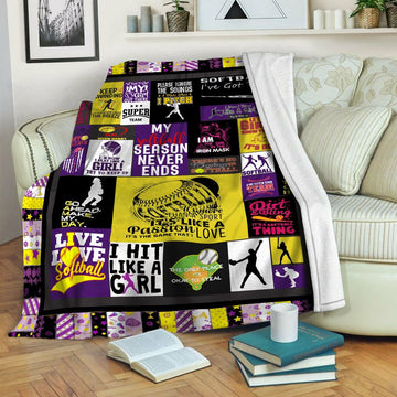 litzzy Softball HQT16101200 Fleece Blanket Fleece Blanket   