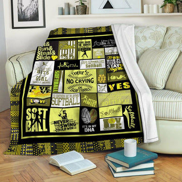 litzzy Softball HQT16101202 Fleece Blanket Fleece Blanket   
