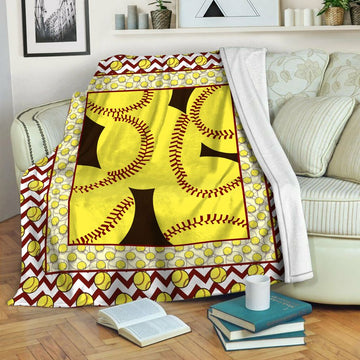 litzzy Softball HQT1610347 Fleece Blanket Fleece Blanket   