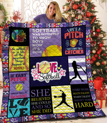 litzzy Softball Fleece Blanket STQ131115MH Quilt Blanket   
