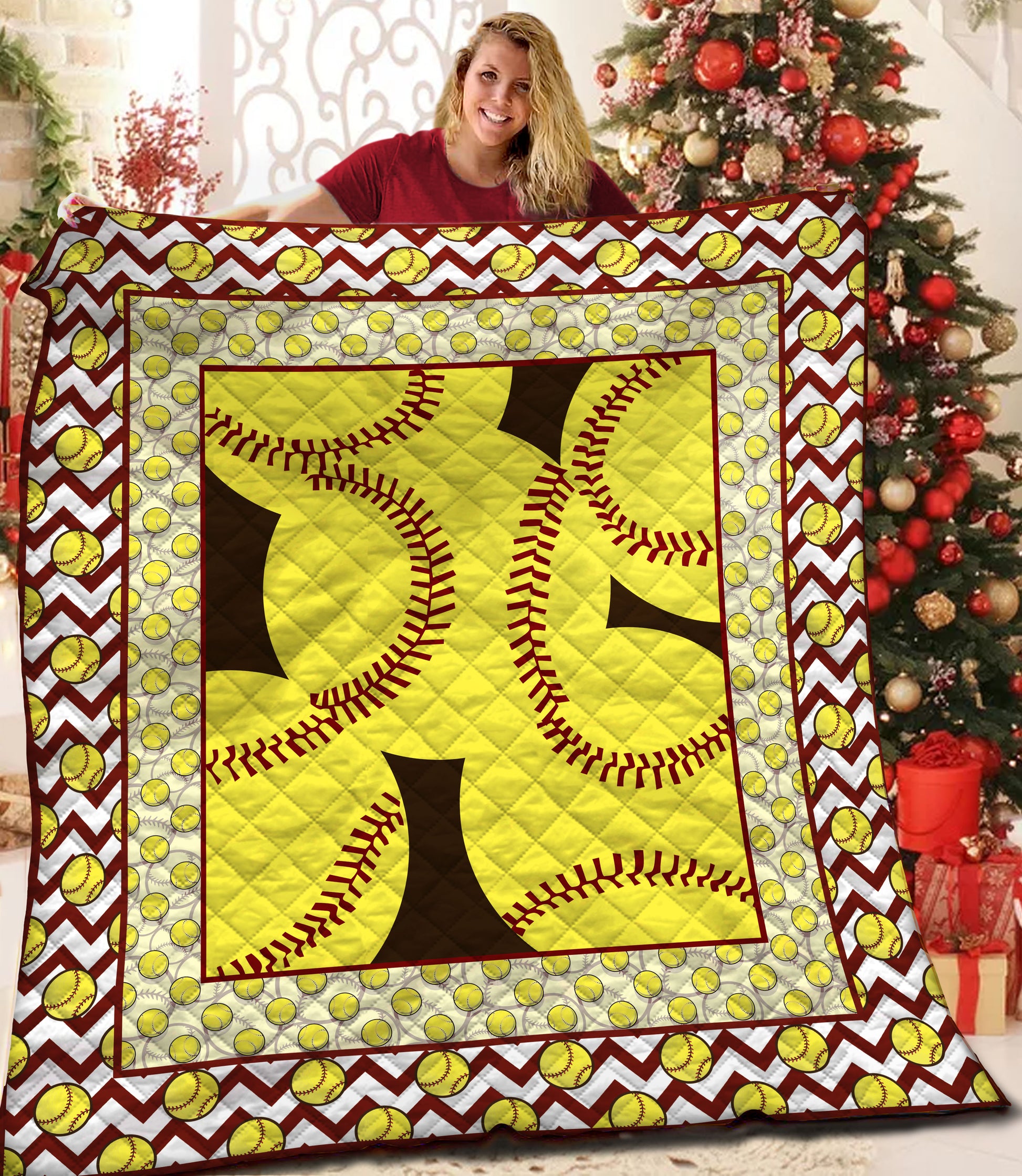 litzzy Softball Fleece Blanket HST25108164 Quilt Blanket   