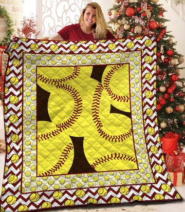 litzzy Softball Fleece Blanket HST25108164 Quilt Blanket   
