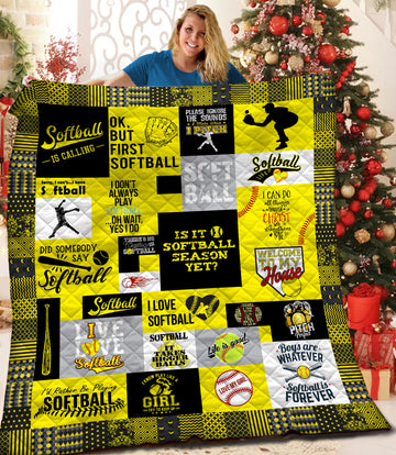 litzzy Softball HQT16101185 Fleece Blanket Quilt Blanket   