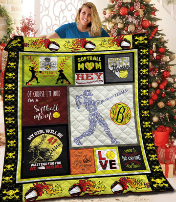 litzzy Softball HQT16101187 Fleece Blanket Quilt Blanket   