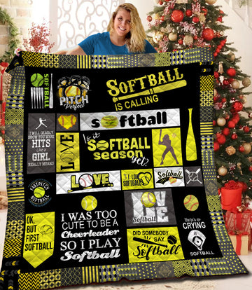 litzzy Softball HQT16101190 Fleece Blanket Quilt Blanket   