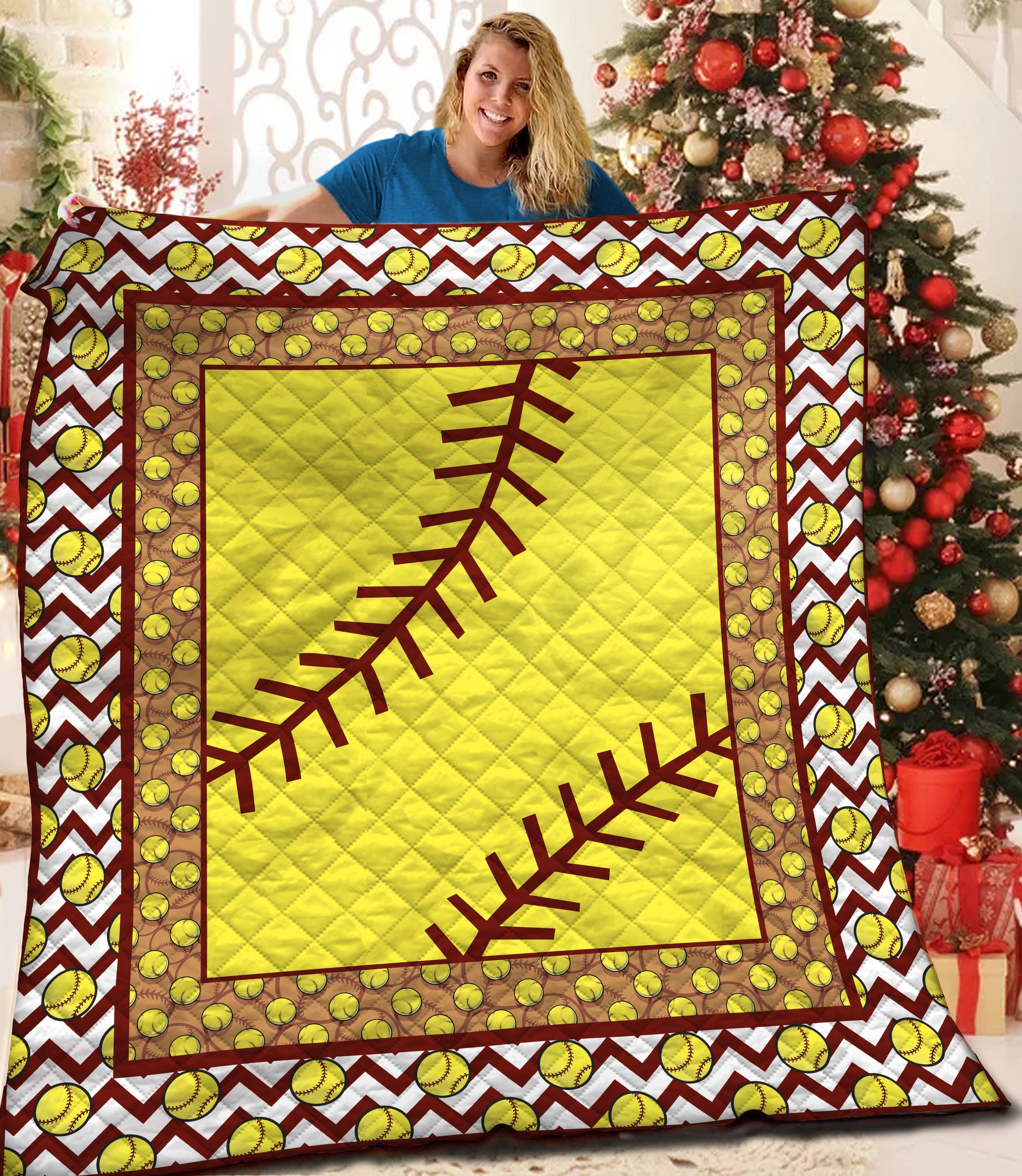 litzzy Softball HQT16101197 Fleece Blanket Quilt Blanket   