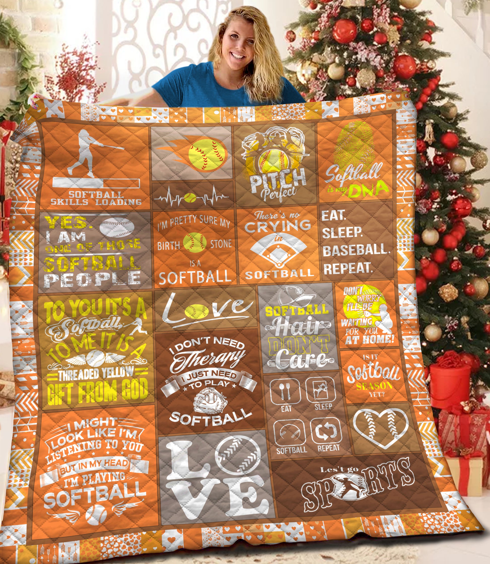 litzzy Softball HQT16101198 Fleece Blanket Quilt Blanket   
