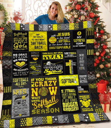 litzzy Softball HQT1610344 Fleece Blanket Quilt Blanket   