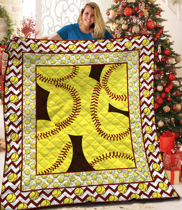 litzzy Softball HQT1610347 Fleece Blanket Quilt Blanket   