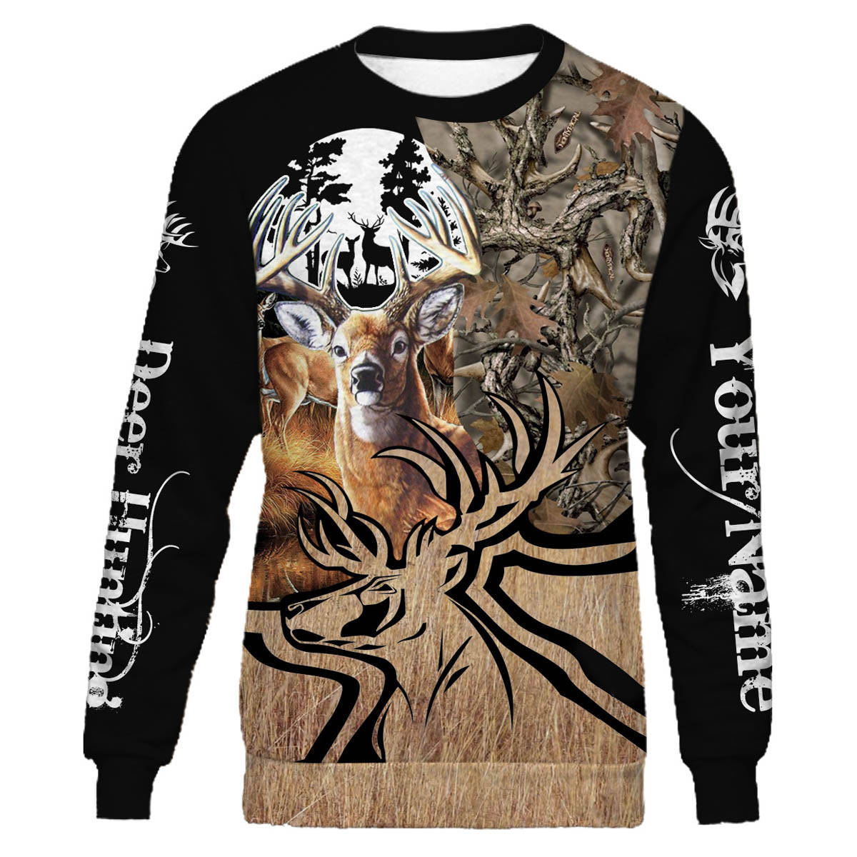litzzy Personalized deer hunting full printing shirt, all over print long sleeves, hoodie, zip up hoodie - hunting sweatshirt Sweater Sweatshirt S 