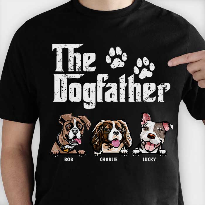 litzzy The Dog Father - Gift for Dog Dad, Dog Mom - Personalized Unisex T-Shirt, Hoodie, Pet Portraits Tshirt, Dog Portraits Tshirt T-shirt   