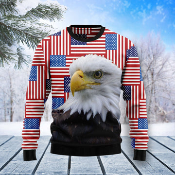 litzzy Eagle USA Flag T1310 Ugly Christmas Sweater -  Best Gift For Christmas, Noel Malalan - Christmas Signature sweater   