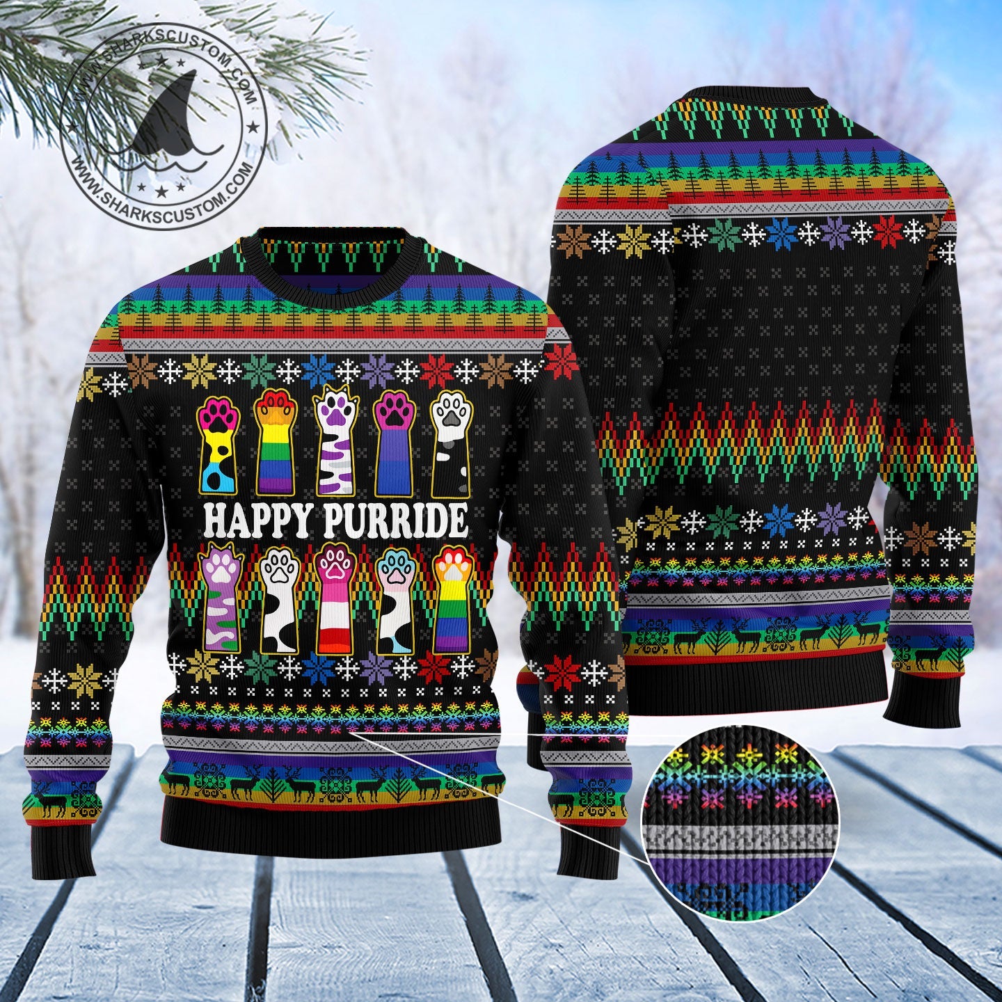 litzzy Cat LGBT Color T1711 Ugly Christmas Sweater -  Best Gift For Christmas, Noel Malalan - Christmas Signature sweater   