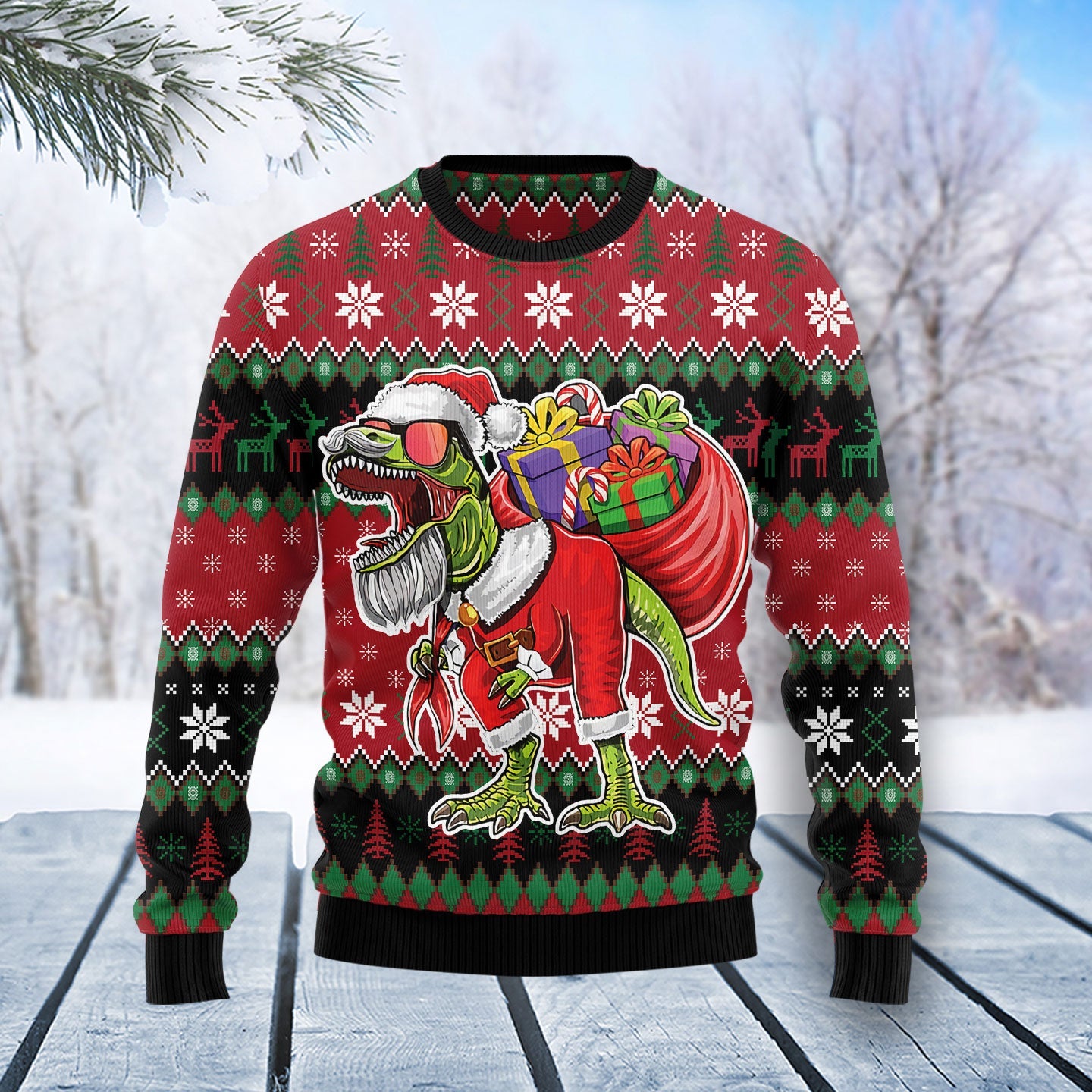 litzzy T-Rex Santa Christmas T1711 Ugly Christmas Sweater -  Best Gift For Christmas, Noel Malalan - Christmas Signature sweater   